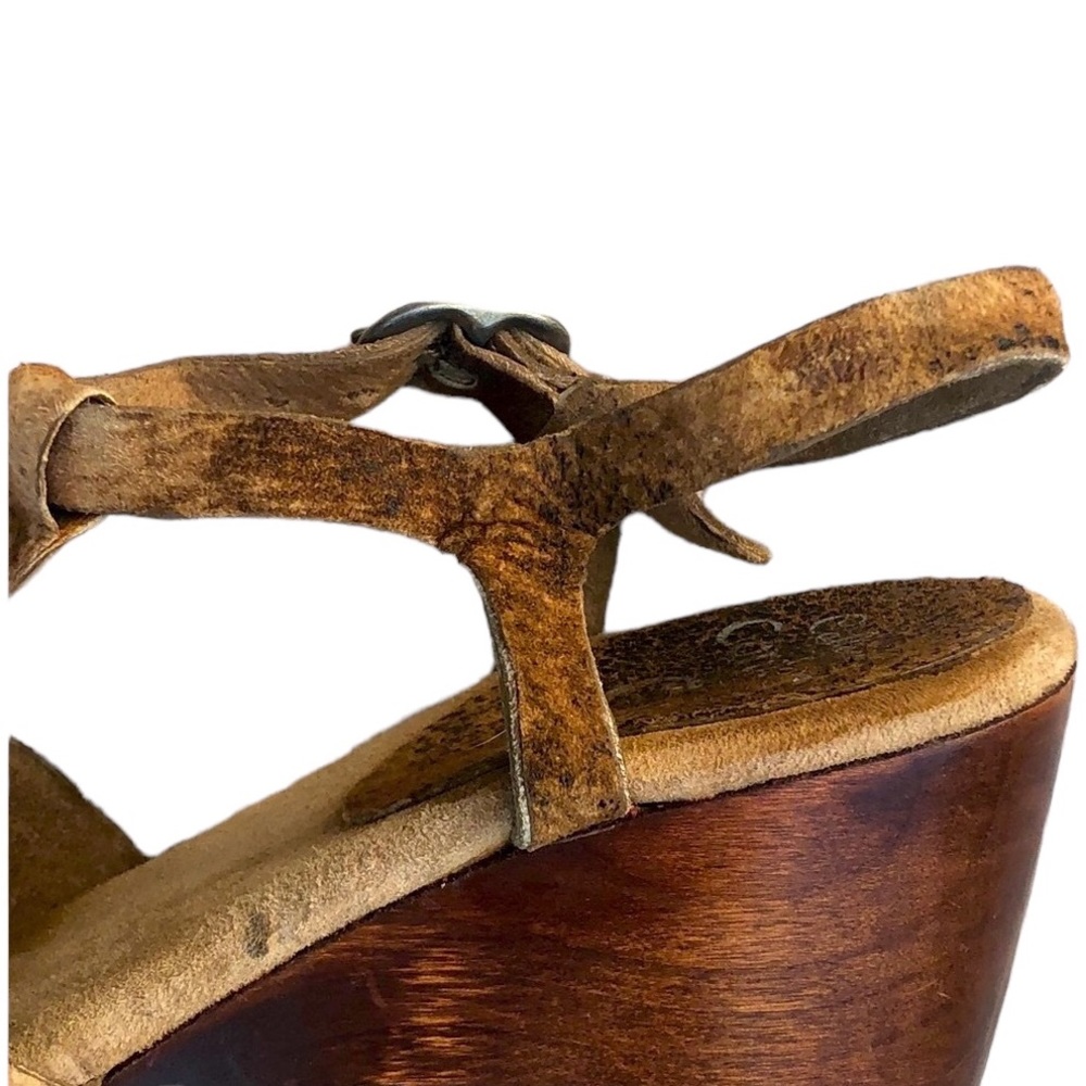 Calleen Cordero Brown and Tan Tie Dye Leather  Studded Platforms - Picture 10 of 14
